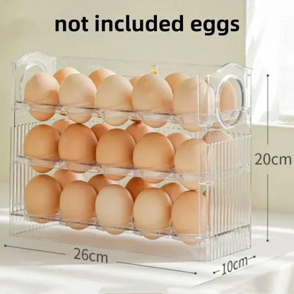 Kitchen Large Capacity Egg Fridge Storage Box Refrigerator Side Door Three-layer Multi-functional Automatic Bounce Egg Storage Leedoar