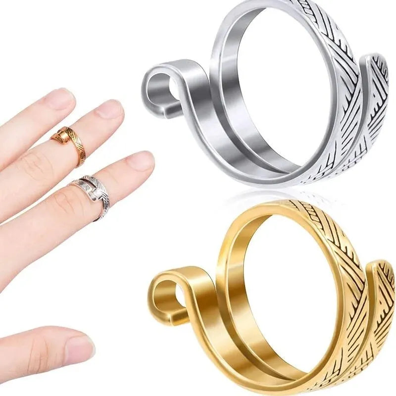 Knitting Crochet Loop Ring for Fingers 2pcs Metal Crochet Loop Ring Adjustable Knitting Loop Braided Knitting Ring Leedoar