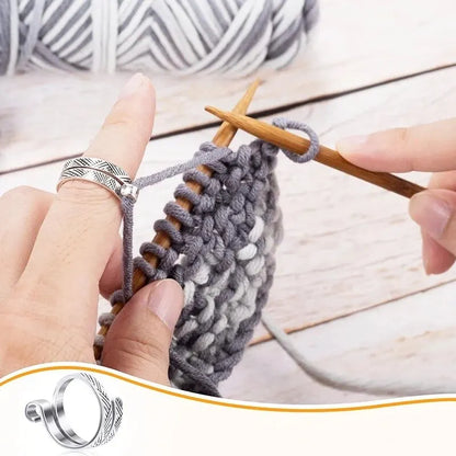 Knitting Crochet Loop Ring for Fingers 2pcs Metal Crochet Loop Ring Adjustable Knitting Loop Braided Knitting Ring Leedoar