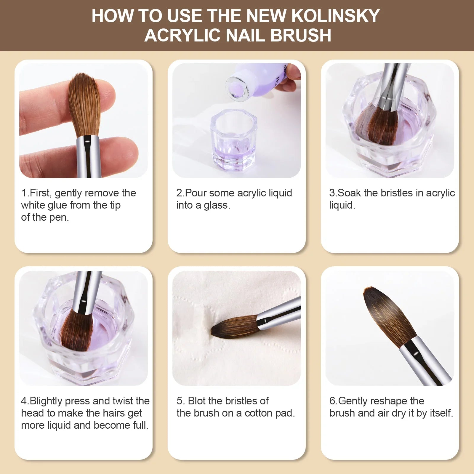 Kolinsky Acrylic Nail Brush Kolinsky Hair Bristles Round Shaped Handle Acrylic Brush Nail Brushes for Acrylic Application Nailar Leedoar