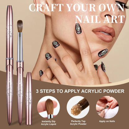 Kolinsky Acrylic Nail Brush Kolinsky Hair Bristles Round Shaped Handle Acrylic Brush Nail Brushes for Acrylic Application Nailar Leedoar