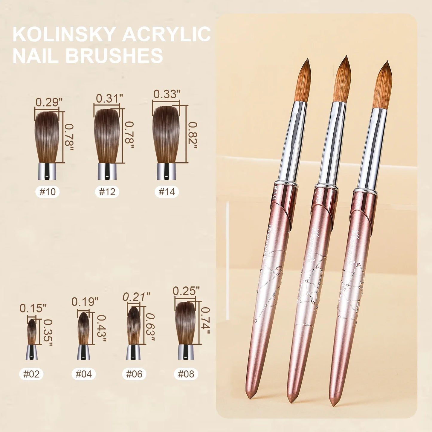 Kolinsky Acrylic Nail Brush Kolinsky Hair Bristles Round Shaped Handle Acrylic Brush Nail Brushes for Acrylic Application Nailar Leedoar