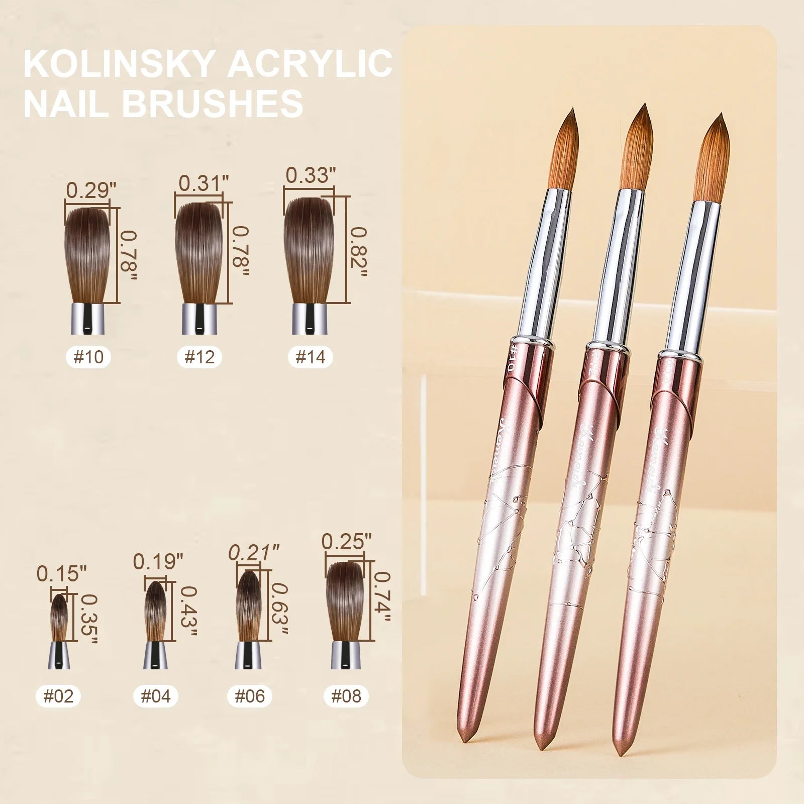 Kolinsky Acrylic Nail Brush Kolinsky Hair Bristles Round Shaped Handle Acrylic Brush Nail Brushes for Acrylic Application Nailar Leedoar