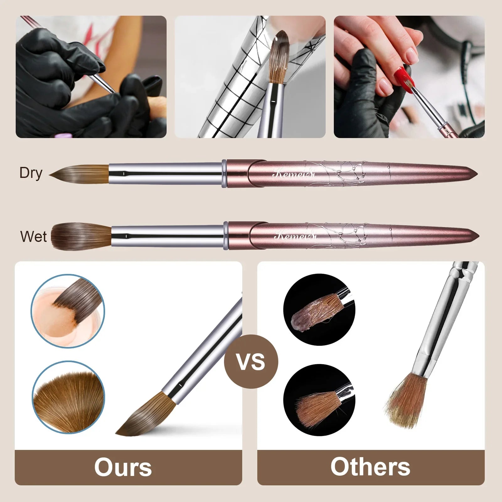 Kolinsky Acrylic Nail Brush Kolinsky Hair Bristles Round Shaped Handle Acrylic Brush Nail Brushes for Acrylic Application Nailar Leedoar