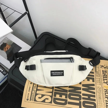 Korean Y2K Chest Bag Women and Men Purses and Handbags Reflective Stripe Waist Bag Student Crossbody Bags Sling Shoulder Bag Leedoar