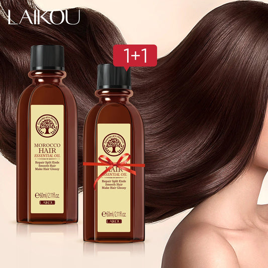 LAIKOU Aceite de argán de Marruecos 1+1 Tratamiento reparador para el cabello seco y dañado 60 ml 