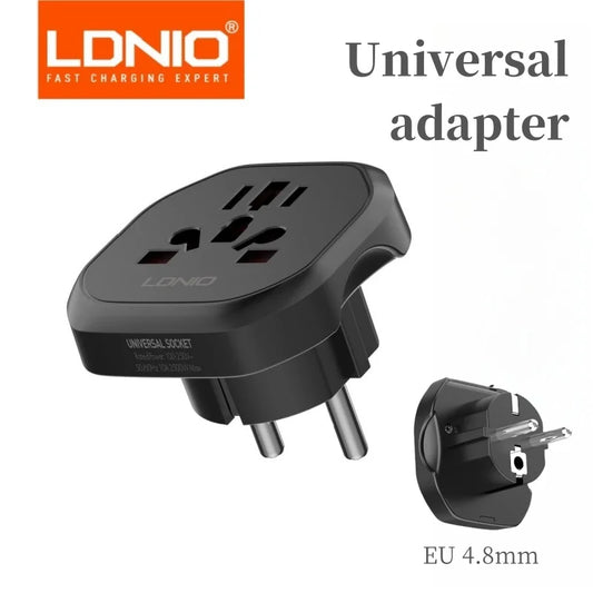 Adaptador de viaje universal LDNIO, adaptador de enchufe europeo de Corea del Sur a enchufe europeo universal de 48 mm, convertidor para accesorios de viaje 