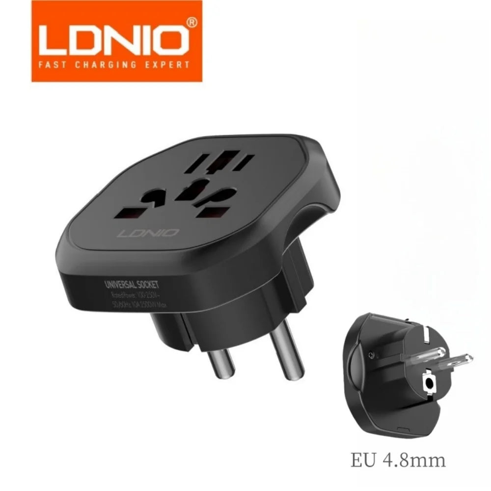 Adaptador de viaje universal LDNIO, adaptador de enchufe europeo de Corea del Sur a enchufe europeo universal de 48 mm, convertidor para accesorios de viaje 