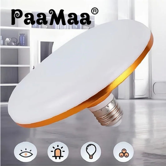 Lâmpada LED AC 220V E27 Base Lâmpada de economia de energia doméstica 12W 15W 40W 60W Iluminação interna Luz de disco voador 3500K Lâmpada de teto 