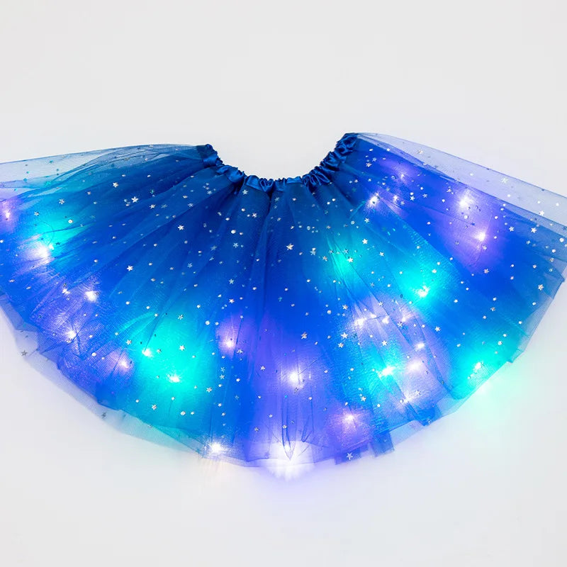 LED Glowing Light Kids Girls Princess Tutu Skirts Children Cloth Wedding Party Dancing Miniskirt Costume Cosplay Led Clothing Leedoar