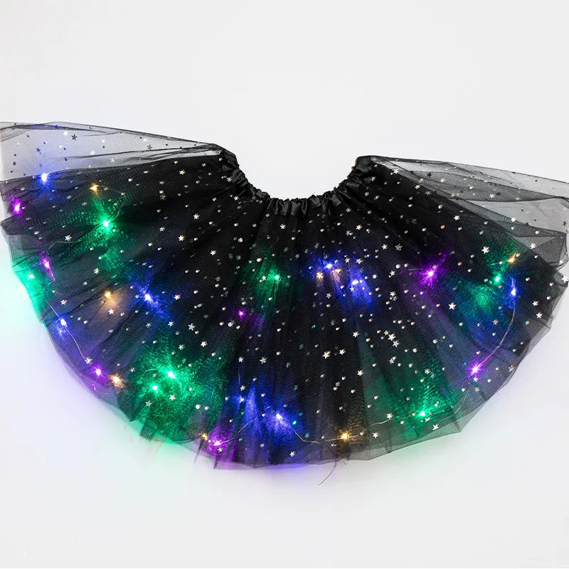 LED Glowing Light Kids Girls Princess Tutu Skirts Children Cloth Wedding Party Dancing Miniskirt Costume Cosplay Led Clothing Leedoar