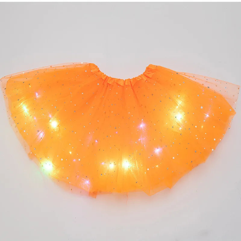 LED Glowing Light Kids Girls Princess Tutu Skirts Children Cloth Wedding Party Dancing Miniskirt Costume Cosplay Led Clothing Leedoar