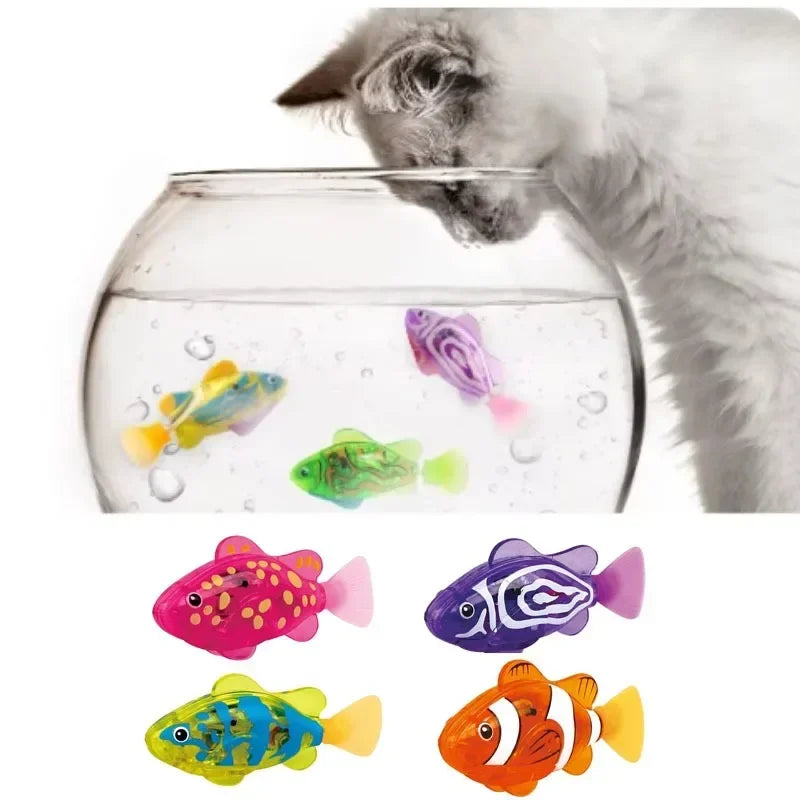 LED Light Electronic Fish Cat Interactive Toys Baby Summer Bath Toy Swimming Robot Luminous Fish Swim Pool Bathtub Toys Leedoar