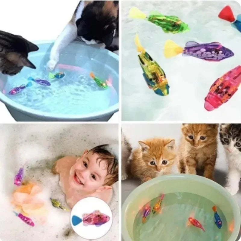 LED Light Electronic Fish Cat Interactive Toys Baby Summer Bath Toy Swimming Robot Luminous Fish Swim Pool Bathtub Toys Leedoar