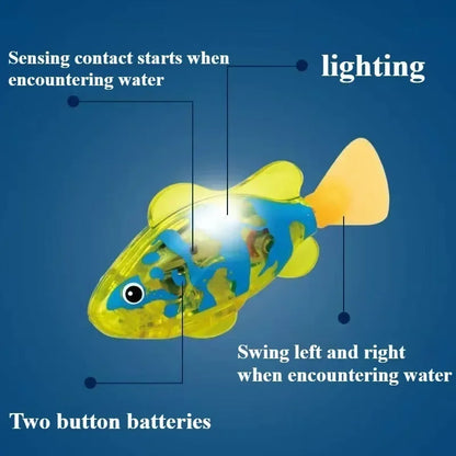 LED Light Electronic Fish Cat Interactive Toys Baby Summer Bath Toy Swimming Robot Luminous Fish Swim Pool Bathtub Toys Leedoar