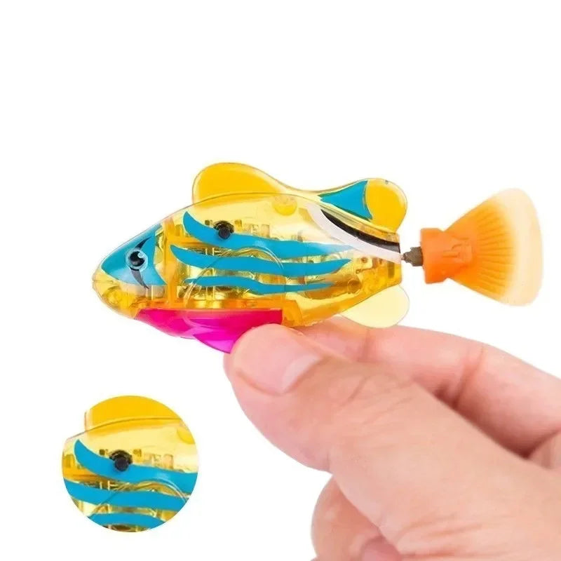 LED Light Electronic Fish Cat Interactive Toys Baby Summer Bath Toy Swimming Robot Luminous Fish Swim Pool Bathtub Toys Leedoar