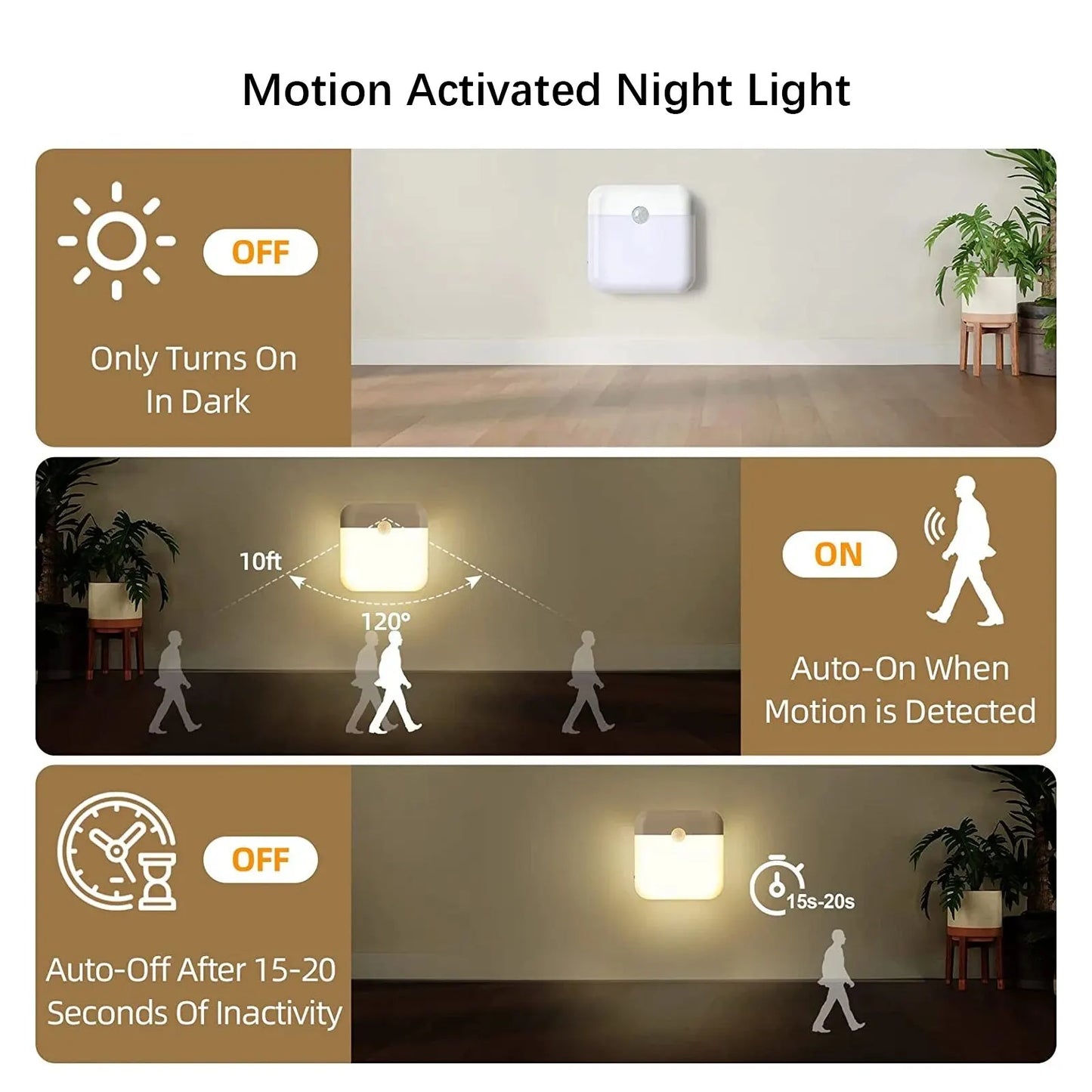 Lámpara LED de noche con sensor de movimiento humano, recargable por USB C, para armario, escaleras, cocina, cama 