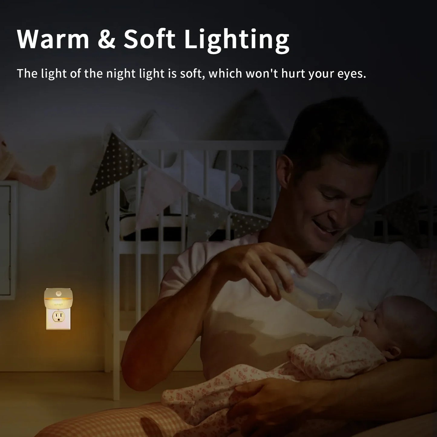 Lámpara LED de noche con sensor de movimiento, enchufe UE/EE. UU., luces de noche para decoración de dormitorio infantil, pasillo, escaleras, WC, mesita de noche