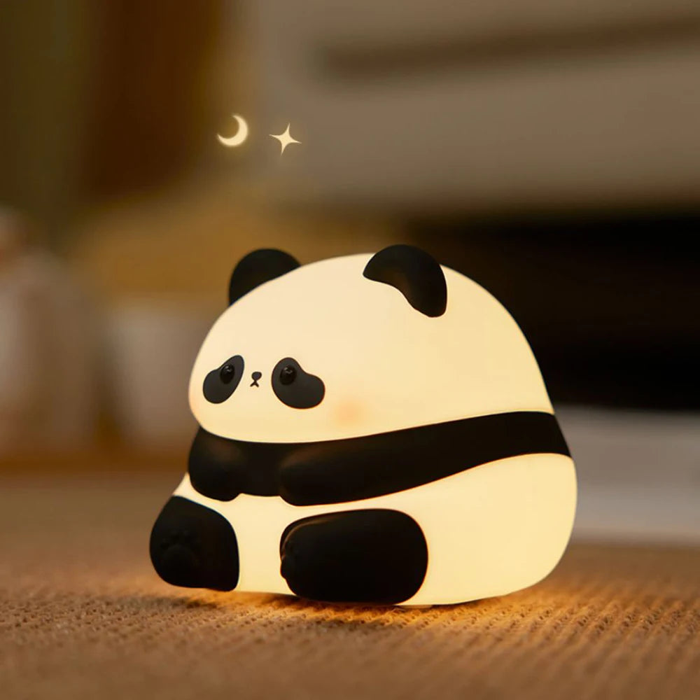 LED Night Lights Cute Sheep Panda Rabbit Silicone Lamp USB Rechargeable Timing Bedside Decor Kids Baby nightlight Birthday Gift Leedoar