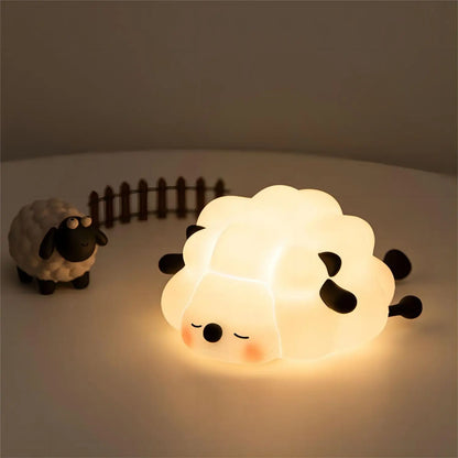 LED Night Lights Cute Sheep Panda Rabbit Silicone Lamp USB Rechargeable Timing Bedside Decor Kids Baby nightlight Birthday Gift Leedoar