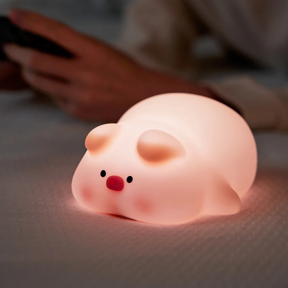 LED Night Lights Cute Sheep Panda Rabbit Silicone Lamp USB Rechargeable Timing Bedside Decor Kids Baby nightlight Birthday Gift Leedoar