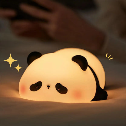 LED Night Lights Cute Sheep Panda Rabbit Silicone Lamp USB Rechargeable Timing Bedside Decor Kids Baby nightlight Birthday Gift Leedoar