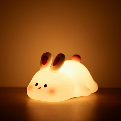 LED Night Lights Cute Sheep Panda Rabbit Silicone Lamp USB Rechargeable Timing Bedside Decor Kids Baby nightlight Birthday Gift Leedoar