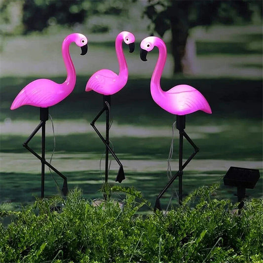 Luz solar externa LED à prova d'água 1/3 peças em forma de flamingo paisagem gramado lâmpadas para parque caminho casa jardim pátio decoração 