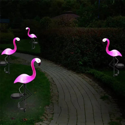 Luz solar externa LED à prova d'água 1/3 peças em forma de flamingo paisagem gramado lâmpadas para parque caminho casa jardim pátio decoração 