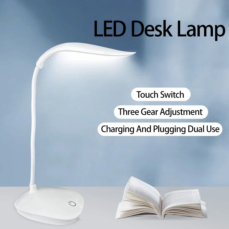 LED Reading Desk Lamp Portable Desk Lamp USB Charging Table Light Touch Dimming Learn Eye Protection Light Room Office Lighting Leedoar