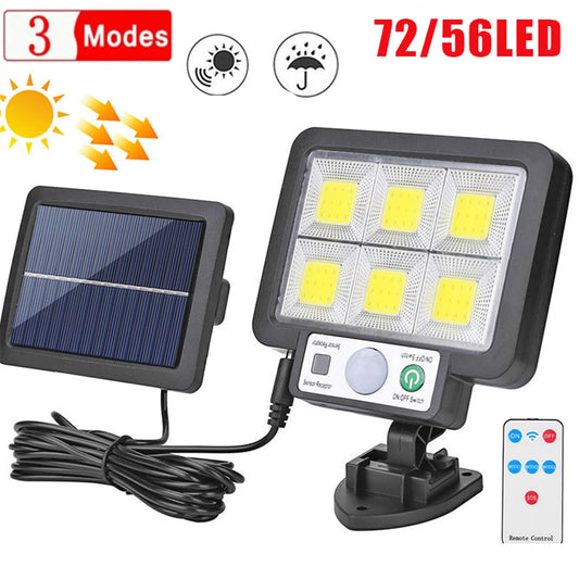 Lâmpada de parede LED solar dividida 3 modos à prova d'água com sensor de movimento, iluminação pública de jardim, lâmpada solar para jardim, luz de parede de segurança 