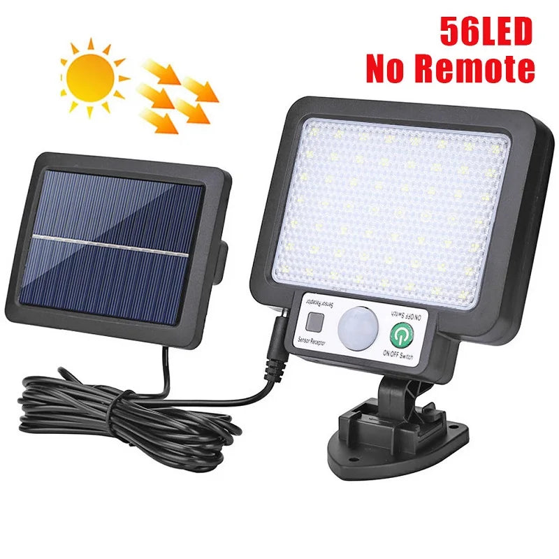 Lámpara de pared LED solar dividida con 3 modos, resistente al agua, con sensor de movimiento, para alumbrado público de jardín, lámpara solar para pared de seguridad de jardín 