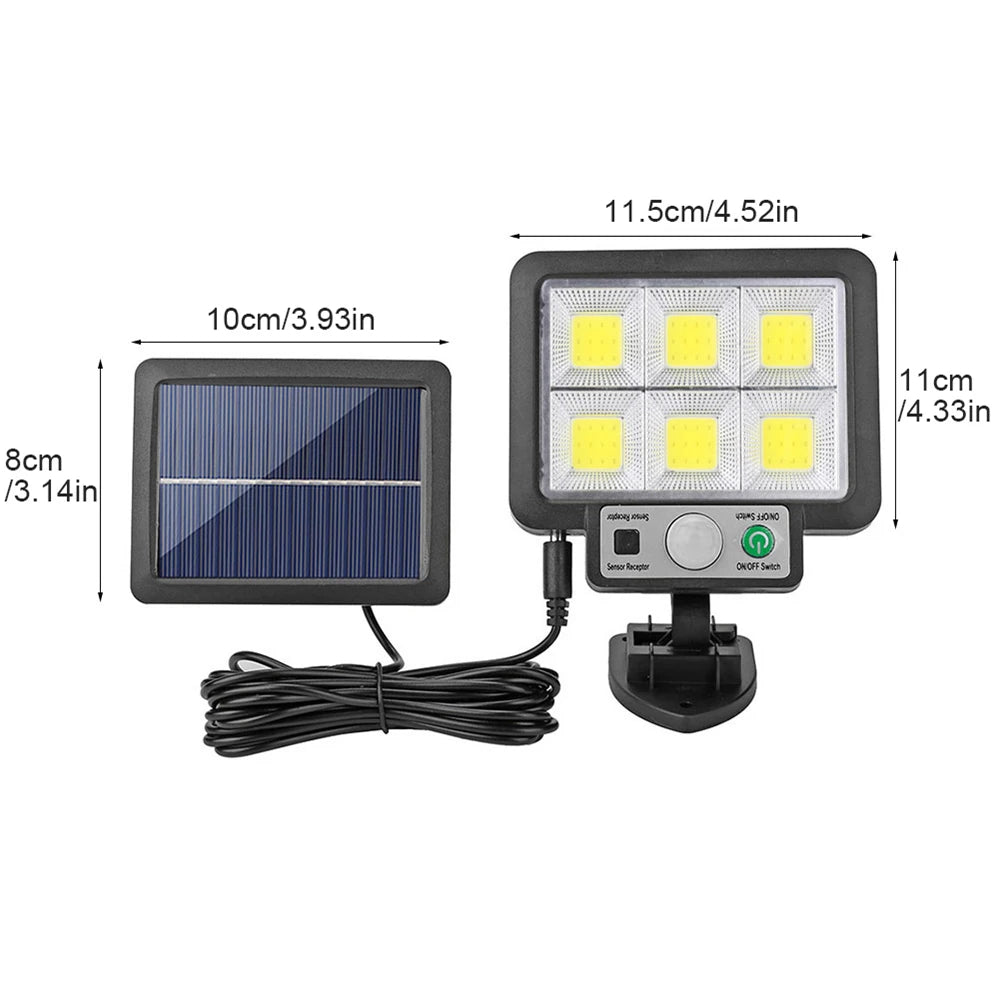 Lámpara de pared LED solar dividida con 3 modos, resistente al agua, con sensor de movimiento, para alumbrado público de jardín, lámpara solar para pared de seguridad de jardín 