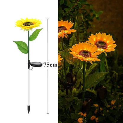 LED Solar Sunflower Outdoor Lawn Light IP65 Waterproof Pathway Yard Wedding Holiday Garden Garland Decoration Solar Flowers Lamp Leedoar