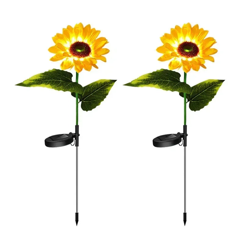 LED Solar Sunflower Outdoor Lawn Light IP65 Waterproof Pathway Yard Wedding Holiday Garden Garland Decoration Solar Flowers Lamp Leedoar