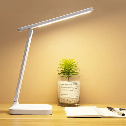 LED Touch Switch White Folding Desk Lamp Bedroom Bedside Study Reading Eye Care Night Lamp USB Plug-in Dimmable White Desk Lamp Leedoar