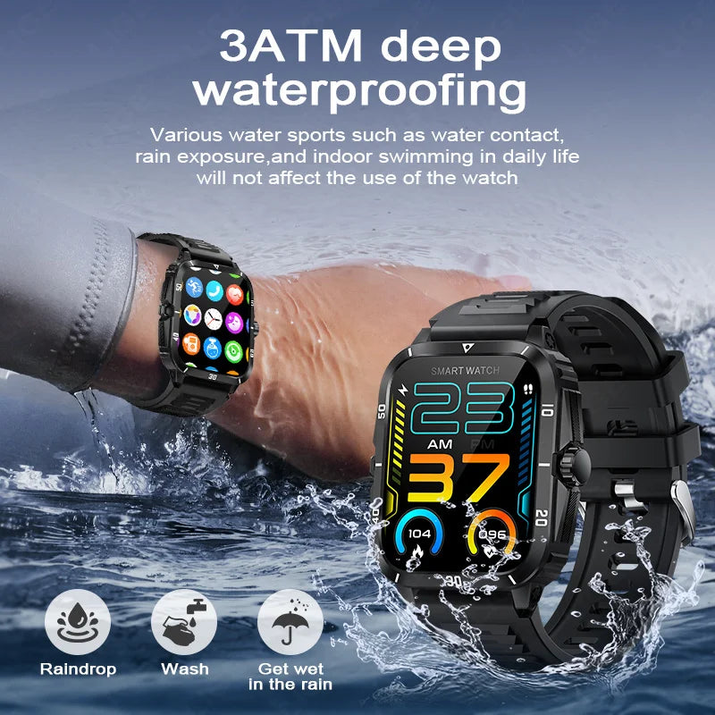 LIGE 2024 Military Smart Watch Men 3ATM Waterproof Outdoor Sports Fitness Tracker Health Monitor Smartwatch Men 430mAh Battery Leedoar