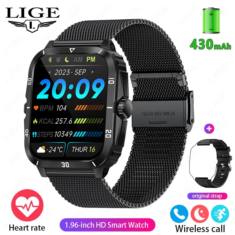 LIGE 2024 Military Smart Watch Men 3ATM Waterproof Outdoor Sports Fitness Tracker Health Monitor Smartwatch Men 430mAh Battery Leedoar