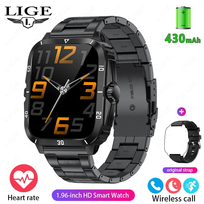 LIGE 2024 Military Smart Watch Men 3ATM Waterproof Outdoor Sports Fitness Tracker Health Monitor Smartwatch Men 430mAh Battery Leedoar