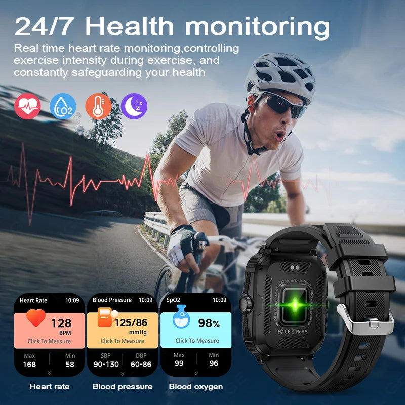 LIGE 2024 Military Smart Watch Men 3ATM Waterproof Outdoor Sports Fitness Tracker Health Monitor Smartwatch Men 430mAh Battery Leedoar