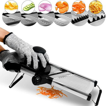 LMETJMA Adjustable Mandoline Slicer Stainless Steel Vegetable Slicer Chopper Cutter for Potato Tomato Onion Carrot JT213 Leedoar