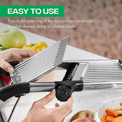 LMETJMA Adjustable Mandoline Slicer Stainless Steel Vegetable Slicer Chopper Cutter for Potato Tomato Onion Carrot JT213 Leedoar