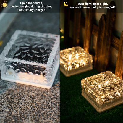 LQWELL Solar Brick Light 4PC Luz Solar 8 Modos Decorativo Ao Ar Livre Pedras de Pavimentação de Vidro Solar Caminho Iluminação Luz de Pedra de Gelo