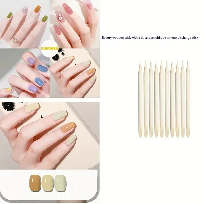 LULAA 100PCS Cuticle Pusher Remover Nail Art Tools Orange Wood Sticks Rhinestones Picker bead pusher Manicure Pedicure Care Leedoar