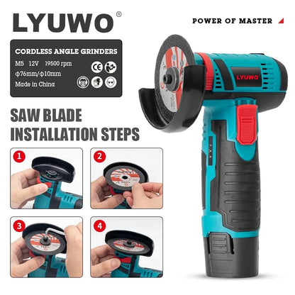 LYUWO Mini Angle Grinder Mini Household Rechargeable Cutting Machine Polishing Machine Electric Hand Grinder Polishing Machine Leedoar