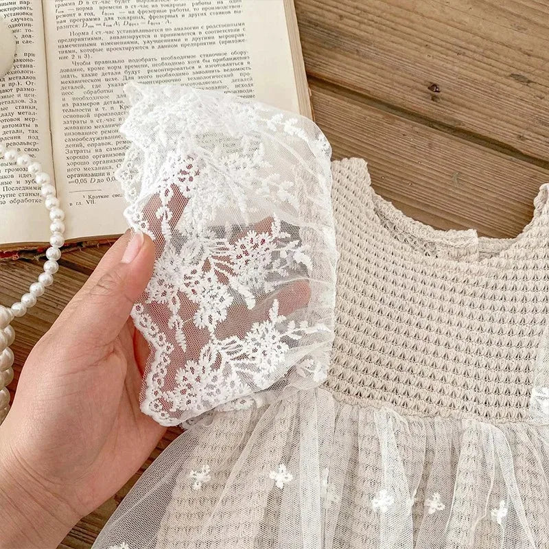 Lace Baby Girl Jumpsuit Waffle Summer Newborn Romper for Girls Clothes Birthday Party Infant Outfit Toddler Onesie Kids Clothing Leedoar