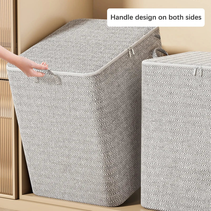 Large Capacity Clothes Storage Bag Organizer With Reinforced Handle For Blankets Bedding Foldable With Zipper Storage Bag Leedoar