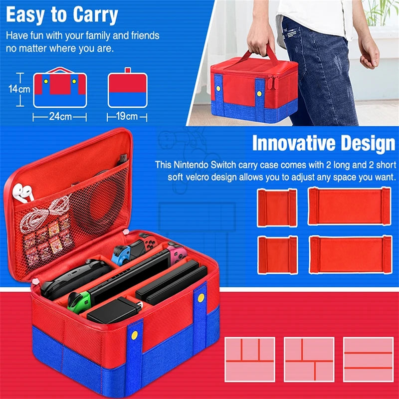 Estuche protector de transporte grande, bolsa de almacenamiento de viaje compatible con la consola Nintendo Switch Oled, caja de almacenamiento de juegos para controlador Pro 