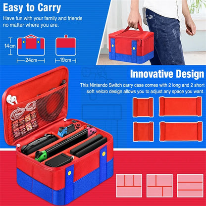 Grande estojo de proteção para transporte, bolsa de armazenamento para viagem compatível com Nintendo Switch Oled Console Pro Controller Game Storage Box 