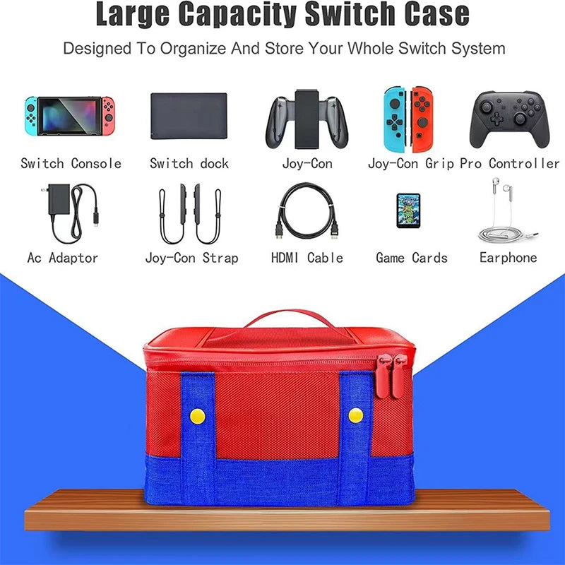 Grande estojo de proteção para transporte, bolsa de armazenamento para viagem compatível com Nintendo Switch Oled Console Pro Controller Game Storage Box 